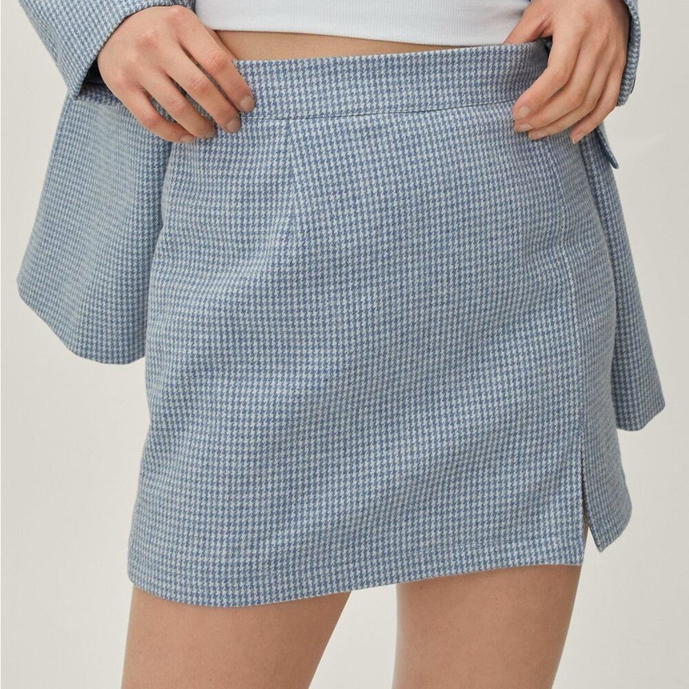 NWT Nasty Gal Women sz 6 Wool Blend Check Tailored Mini Skirt